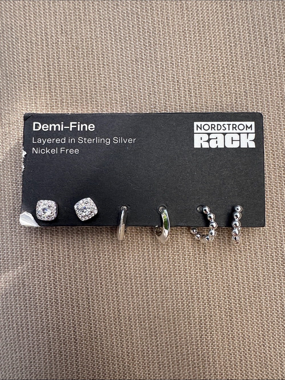 Nordstrom Silver Five-Pair Earring Set